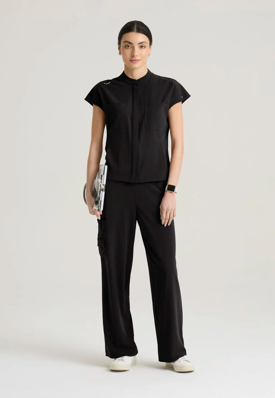 Grey's Anatomy by Barco Scrubs Women's Aria Top Black | scrub-supply.com