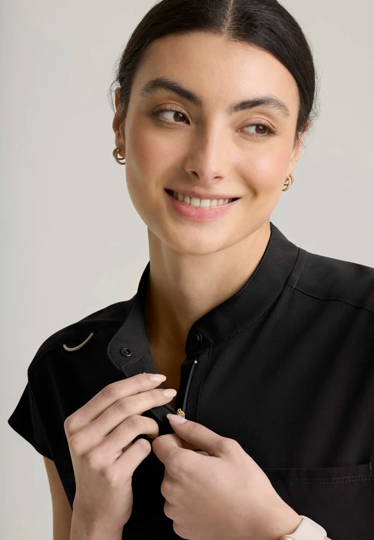 Grey's Anatomy by Barco Scrubs Women's Aria Top Black | scrub-supply.com