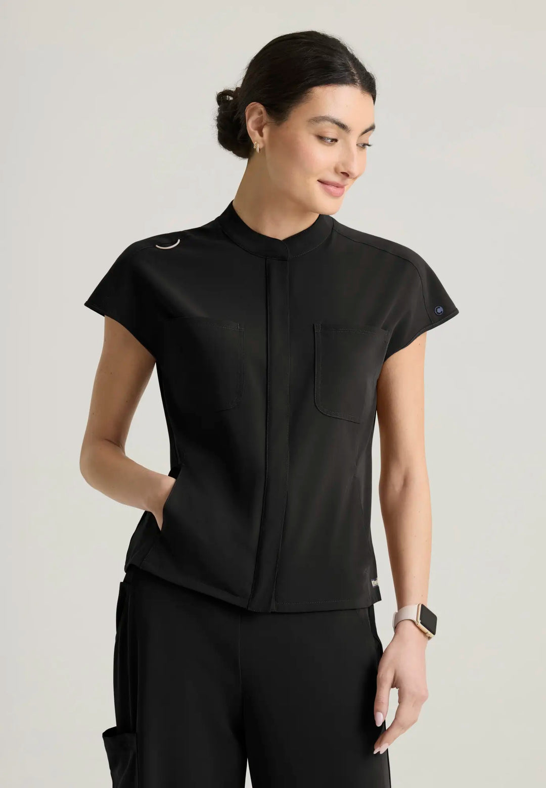 Grey's Anatomy by Barco Scrubs Women's Aria Top Black | scrub-supply.com