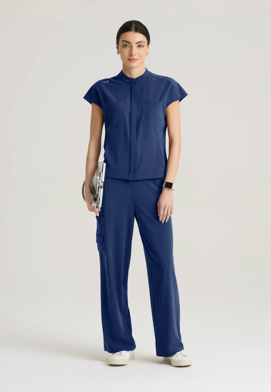 Grey's Anatomy by Barco Scrubs Women's Aria Top Indigo | scrub-supply.com