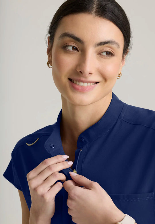 Grey's Anatomy by Barco Scrubs Women's Aria Top Indigo | scrub-supply.com