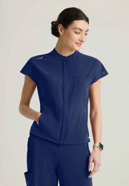 Grey's Anatomy by Barco Scrubs Women's Aria Top Indigo | scrub-supply.com