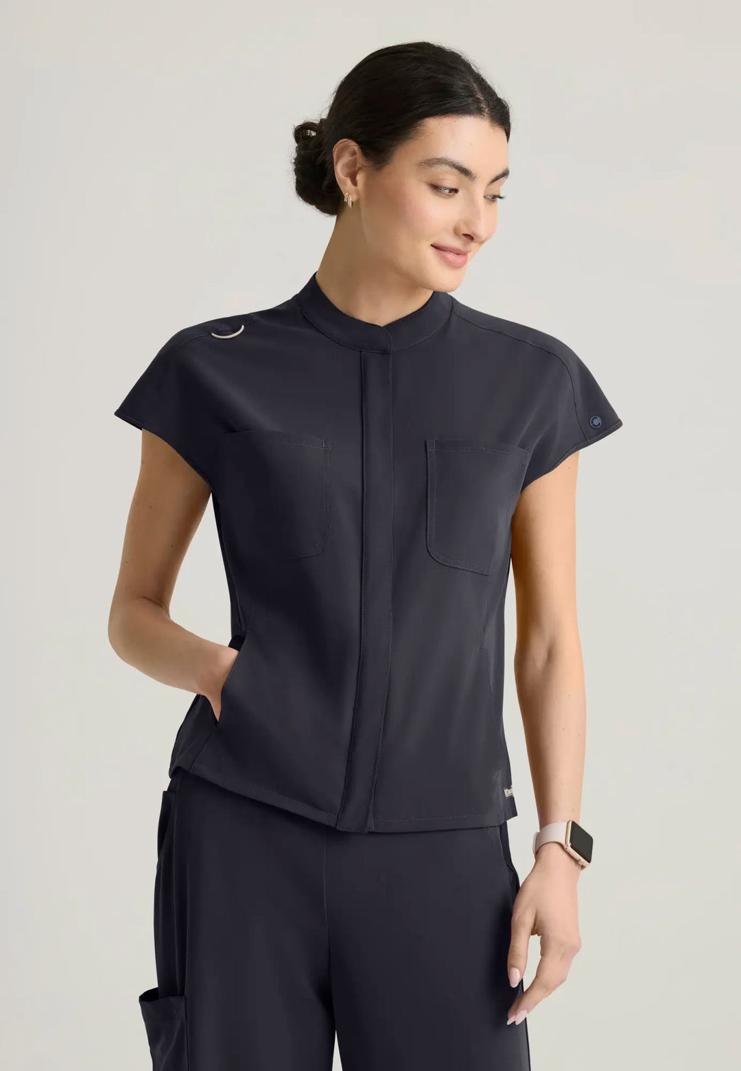 Grey's Anatomy by Barco Scrubs Women's Aria Top Steel | scrub-supply.com