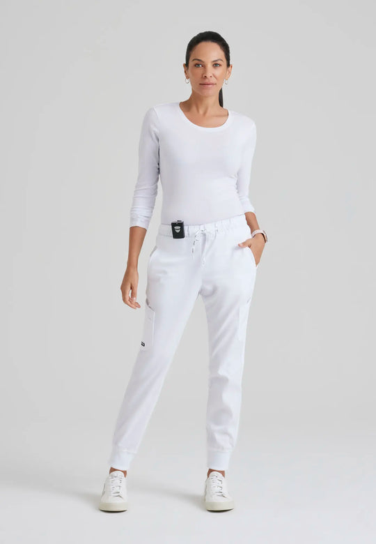 Grey's Anatomy by Barco Scrubs Women's Kira Jogger White | scrub-supply.com