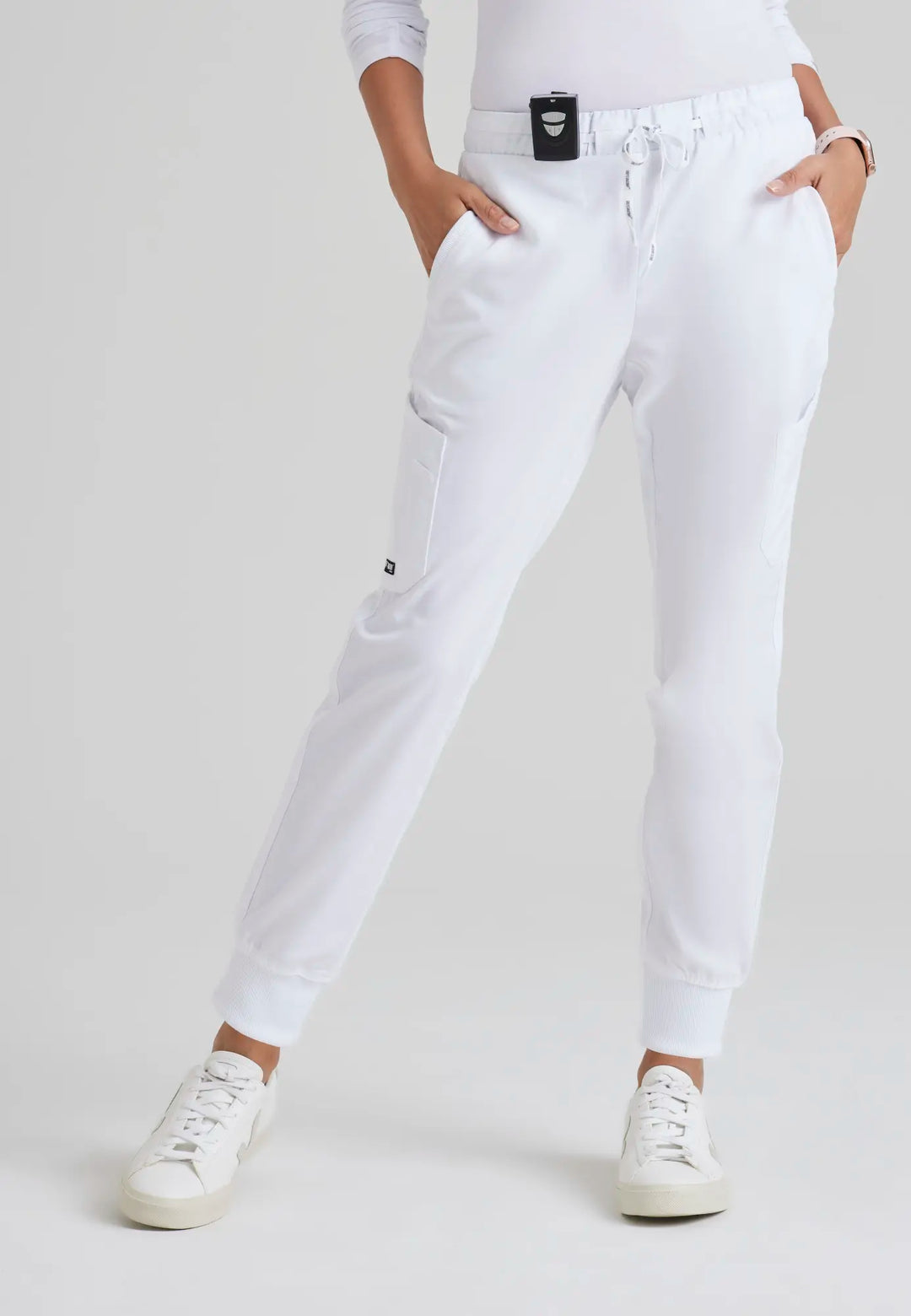 Grey's Anatomy by Barco Scrubs Women's Kira Jogger White | scrub-supply.com