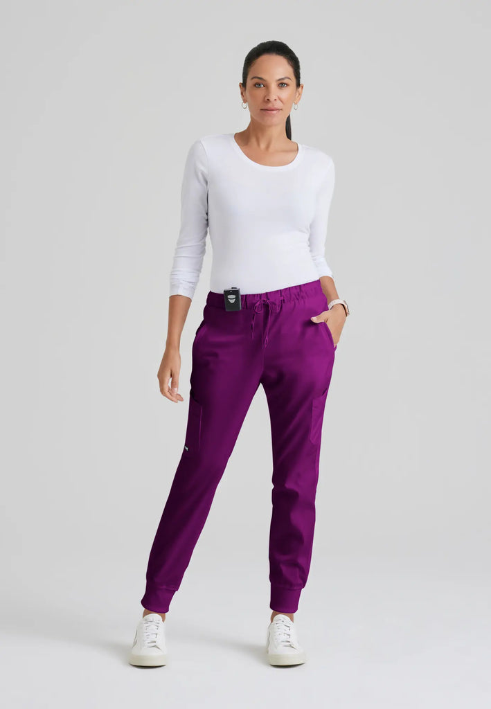 Barco Scrubs Women's Kira Jogger Wine | scrub-supply.com