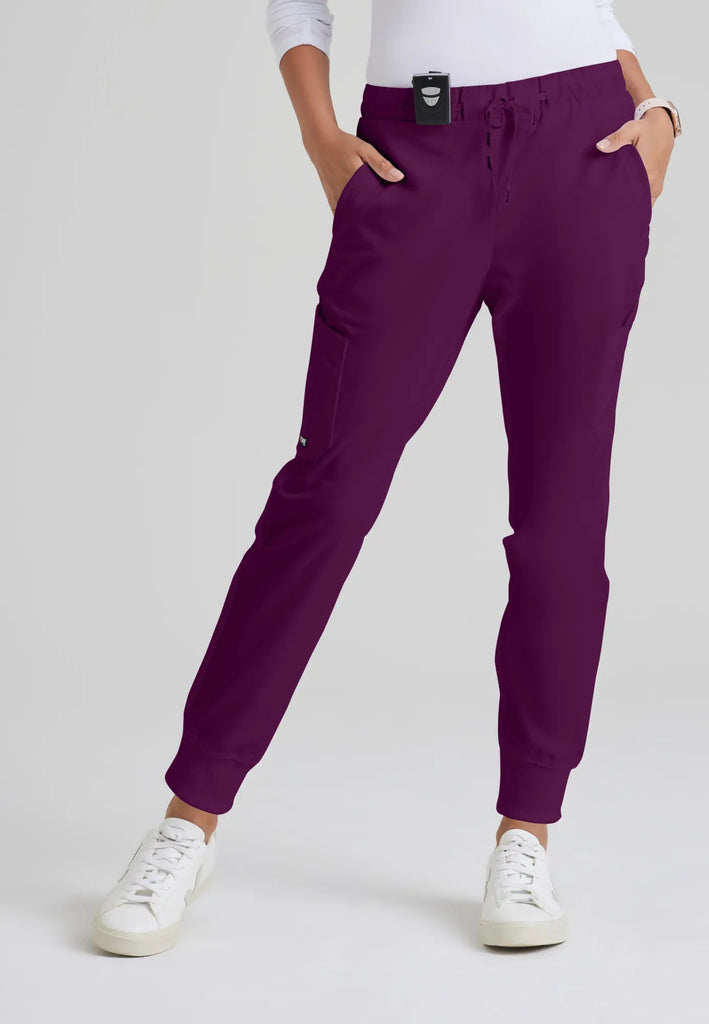 Barco Scrubs Women's Kira Jogger Wine | scrub-supply.com