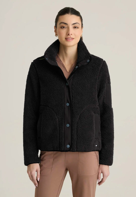 Grey's Anatomy by Barco Scrubs Women's Carol Sherpa Jacket Black | scrub-supply.com