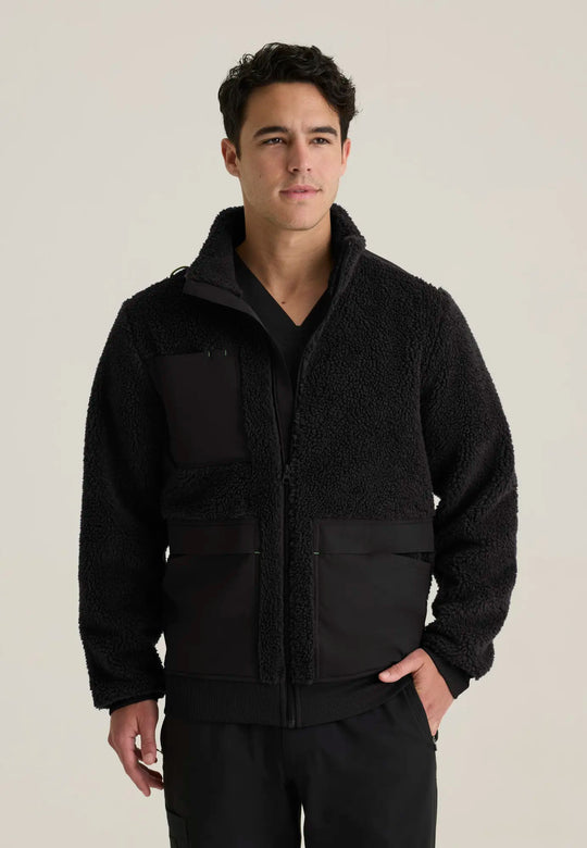 Grey's Anatomy by Barco Scrubs Men's Randin Sherpa Jacket Black | scrub-supply.com