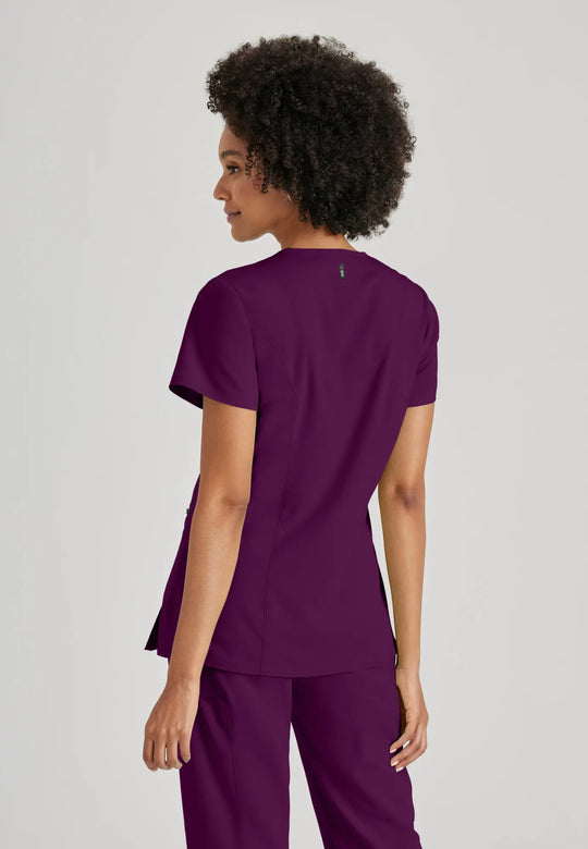 Grey's Anatomy by Barco Scrubs Women's Kim Top Wine | scrub-supply.com