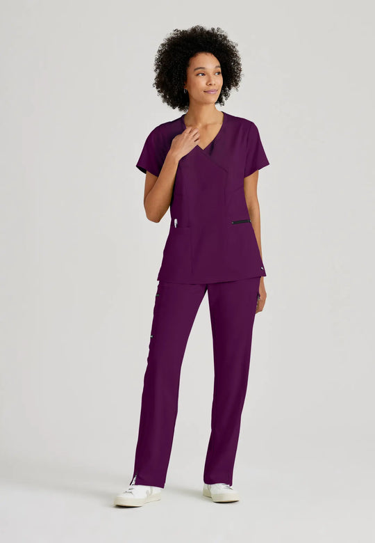 Grey's Anatomy by Barco Scrubs Women's Kim Top Wine | scrub-supply.com