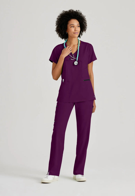 Grey's Anatomy by Barco Scrubs Women's Kim Top Wine | scrub-supply.com