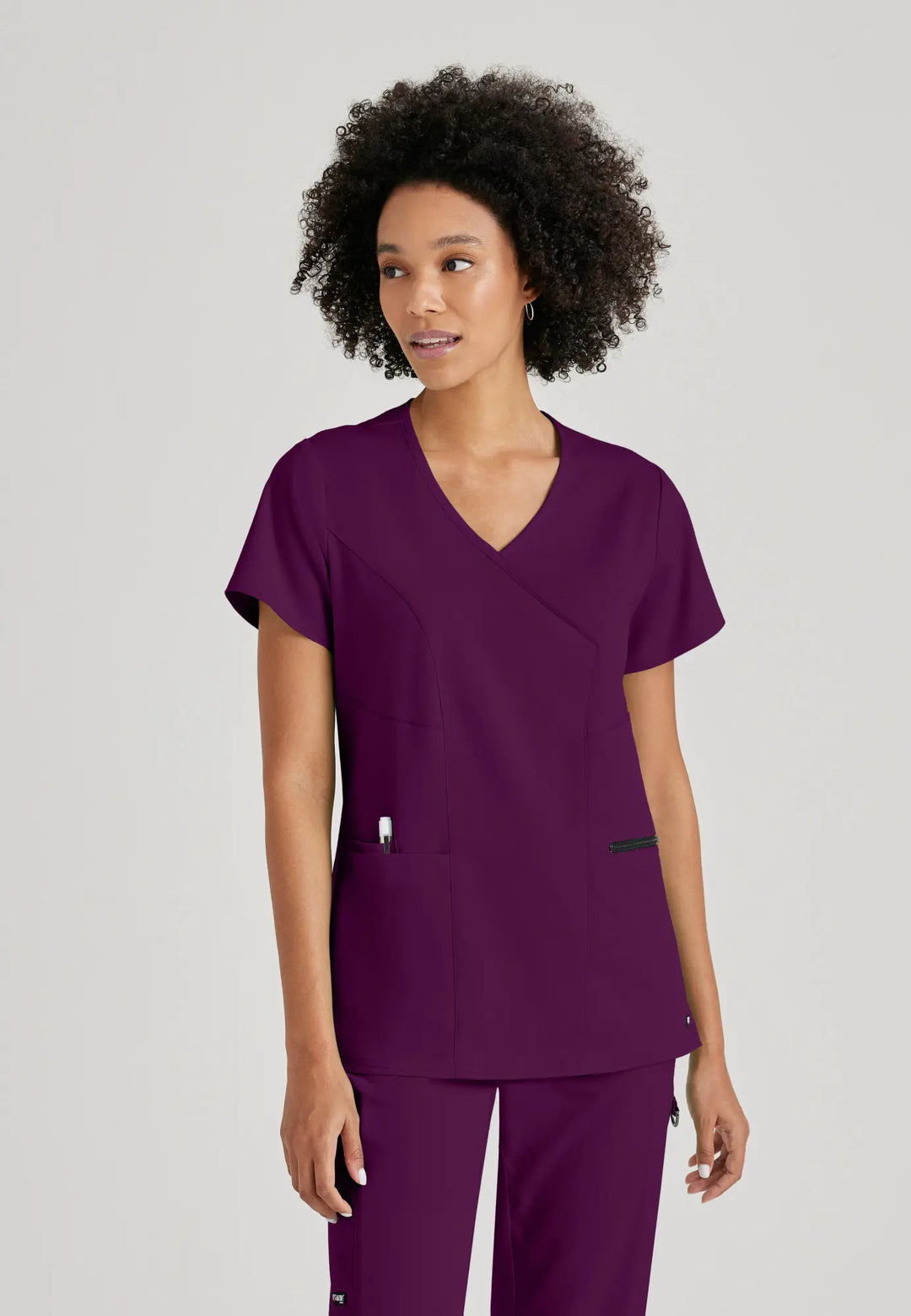 Grey's Anatomy by Barco Scrubs Women's Kim Top Wine | scrub-supply.com