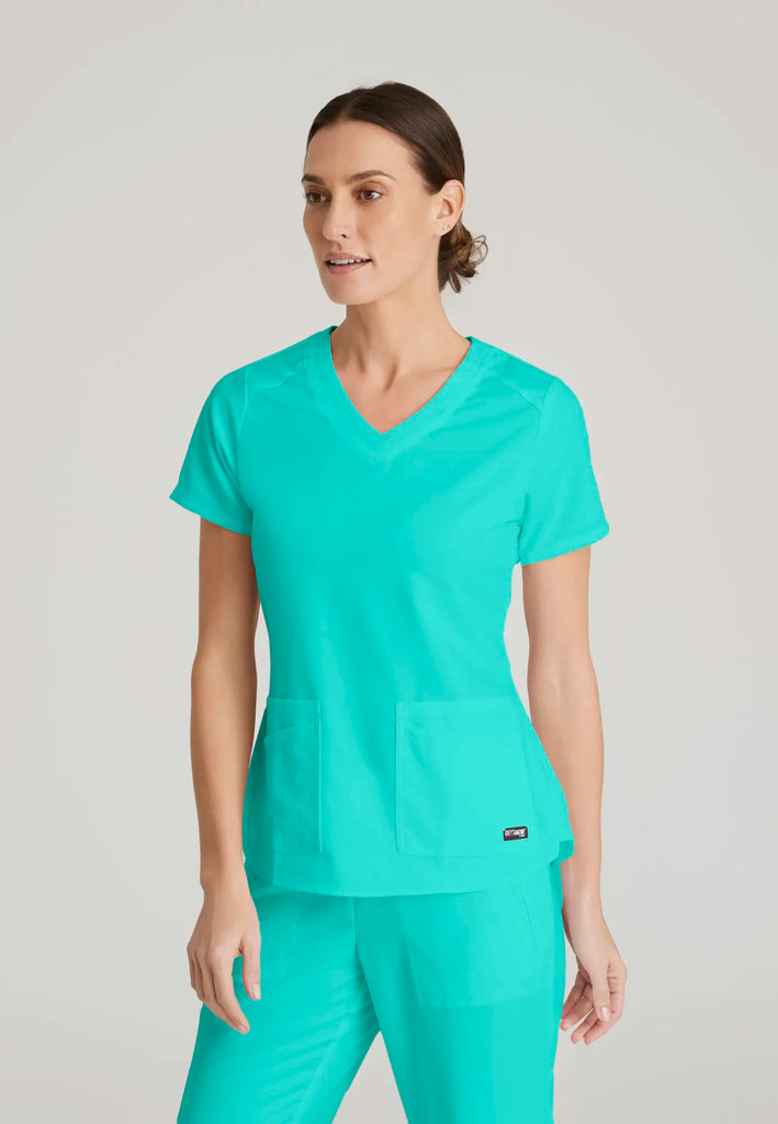 Barco Scrubs Women's Emma Top Alpine Aqua | scrub-supply.com