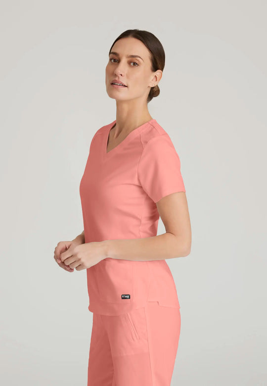 Grey's Anatomy by Barco Scrubs Women's Emma Top Bright Papaya | scrub-supply.com