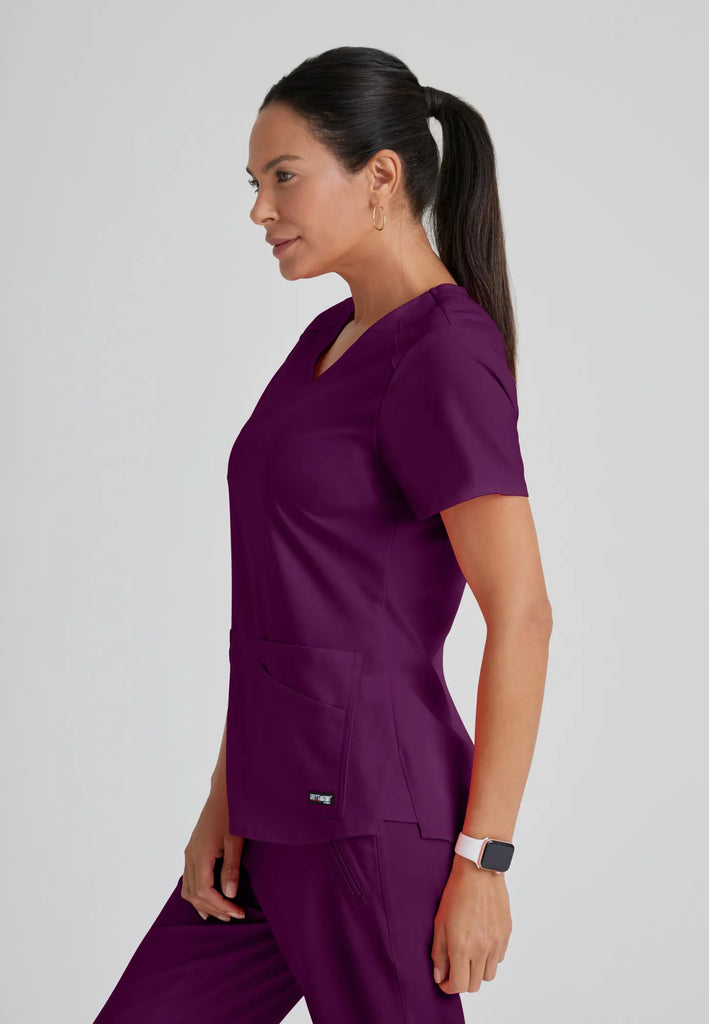 Barco Scrubs Women's Emma Top Wine | scrub-supply.com