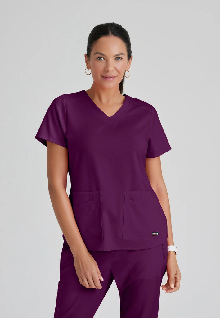 Barco Scrubs Women's Emma Top Wine | scrub-supply.com