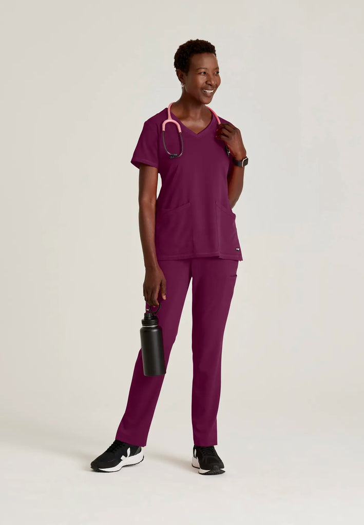 Barco Scrubs Women's Serena Top Wine | scrub-supply.com