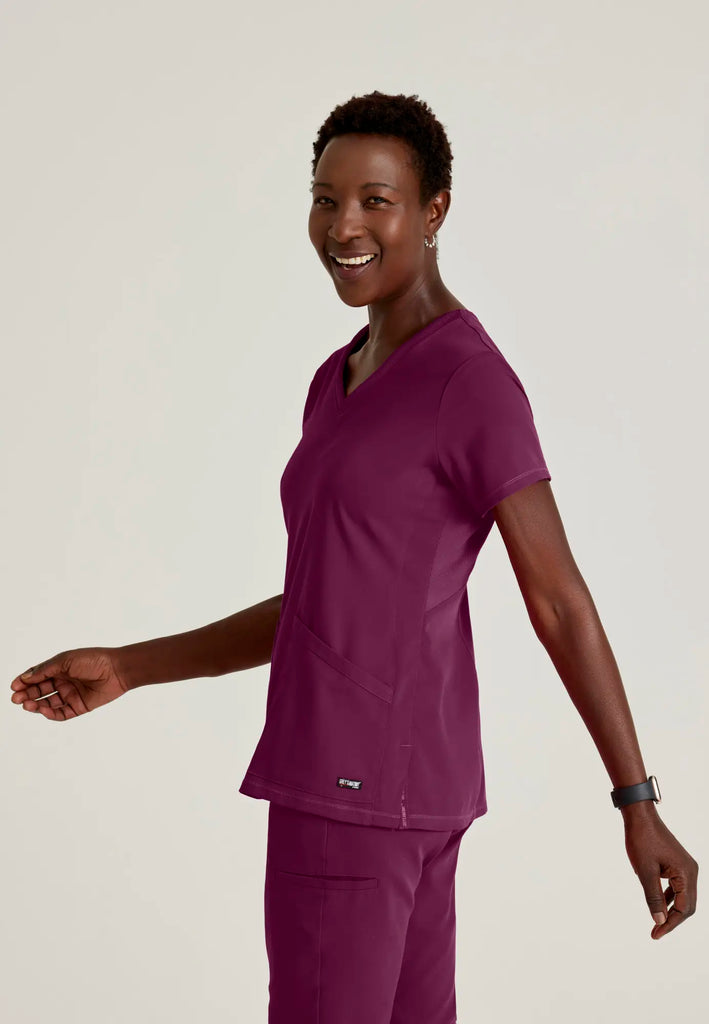 Barco Scrubs Women's Serena Top Wine | scrub-supply.com