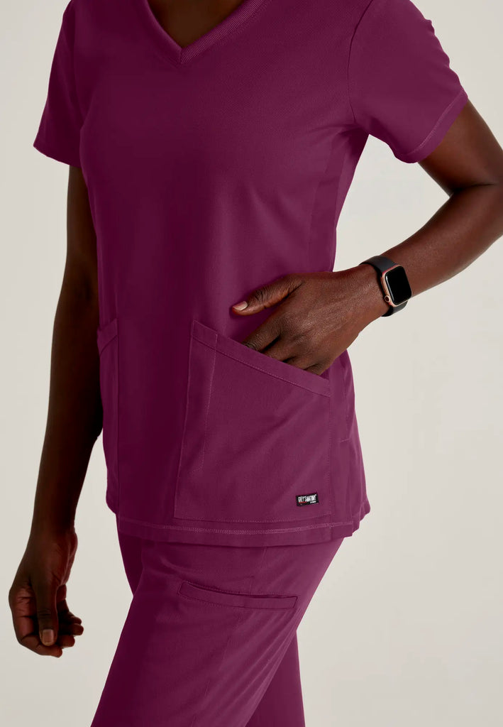 Barco Scrubs Women's Serena Top Wine | scrub-supply.com