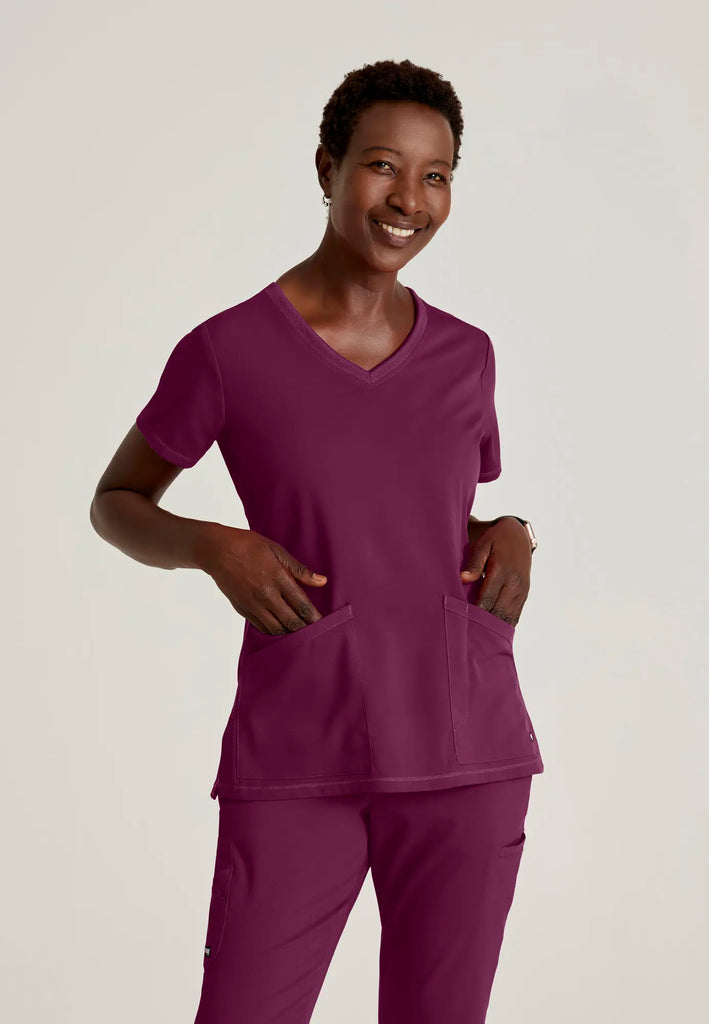 Barco Scrubs Women's Serena Top Wine | scrub-supply.com