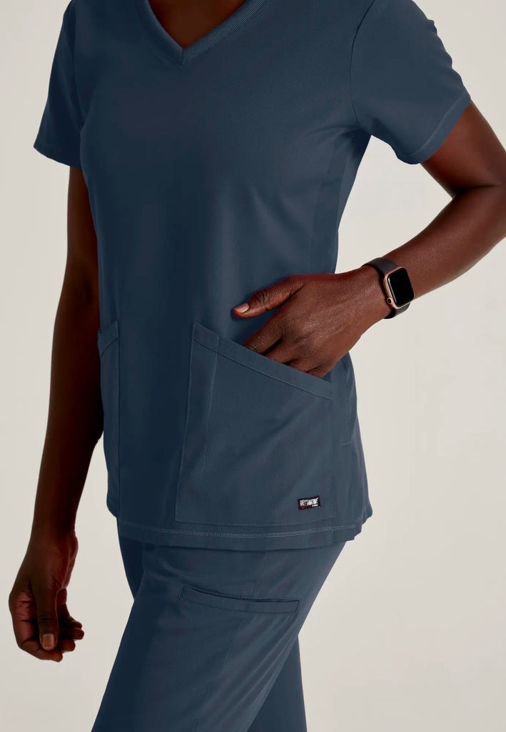 Barco Scrubs Women's Serena Top Steel | scrub-supply.com