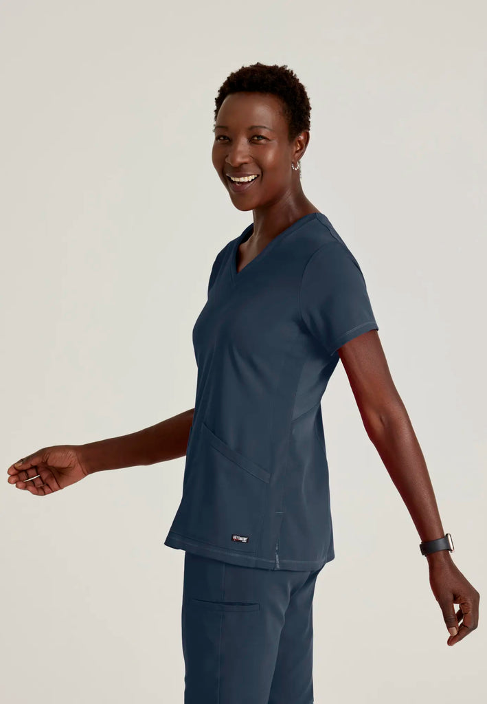 Barco Scrubs Women's Serena Top Steel | scrub-supply.com