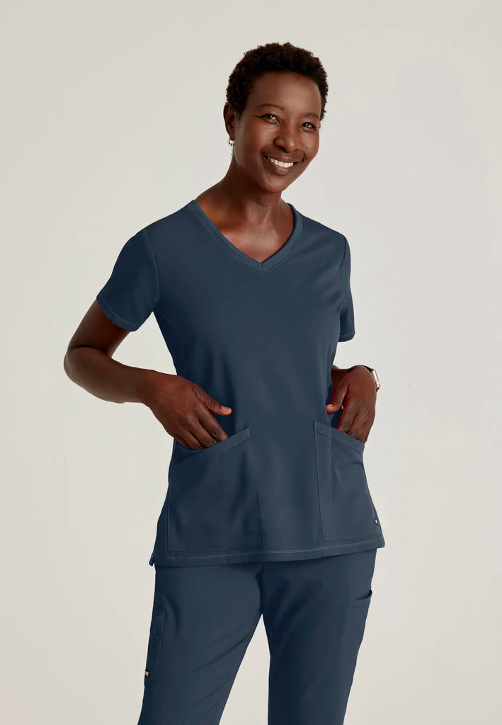 Barco Scrubs Women's Serena Top Steel | scrub-supply.com