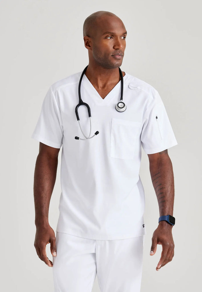 Barco Scrubs Men's Murphy Top White | scrub-supply.com