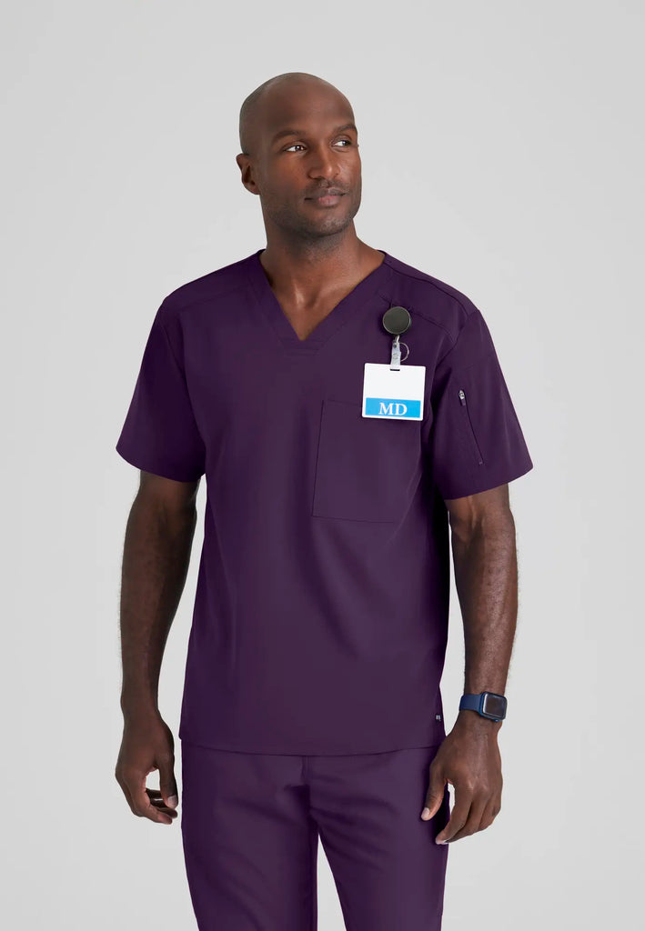 Barco Scrubs Men's Murphy Top Eggplant | scrub-supply.com