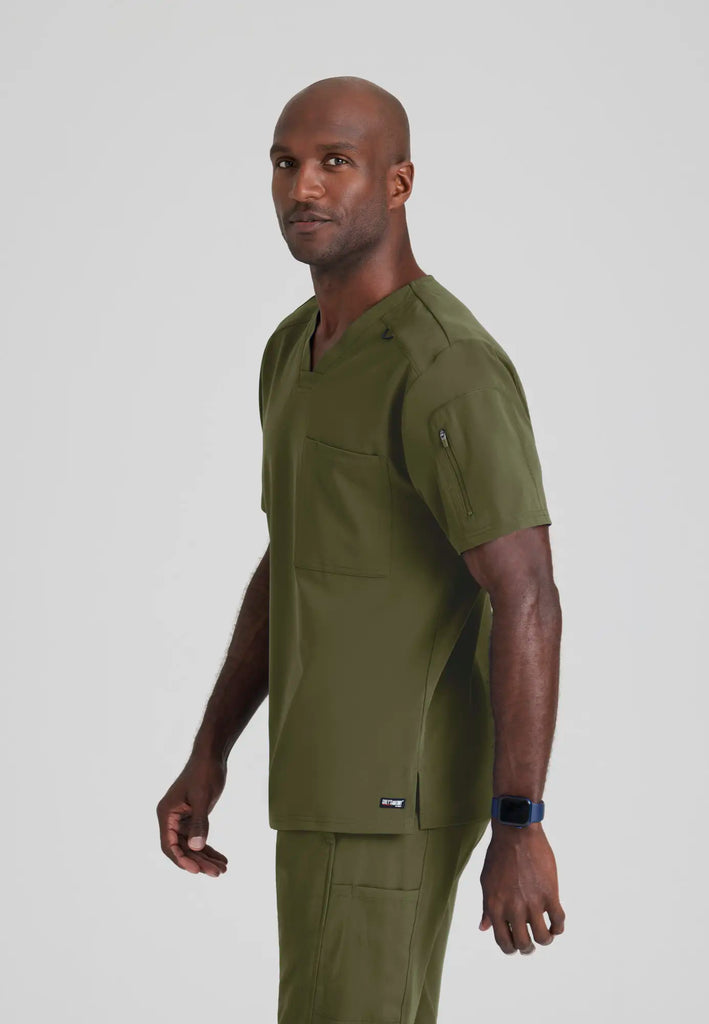 Barco Scrubs Men's Murphy Top Olive | scrub-supply.com