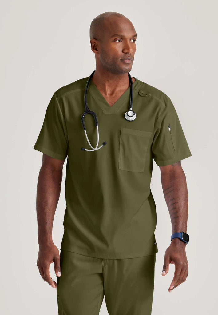 Barco Scrubs Men's Murphy Top Olive | scrub-supply.com