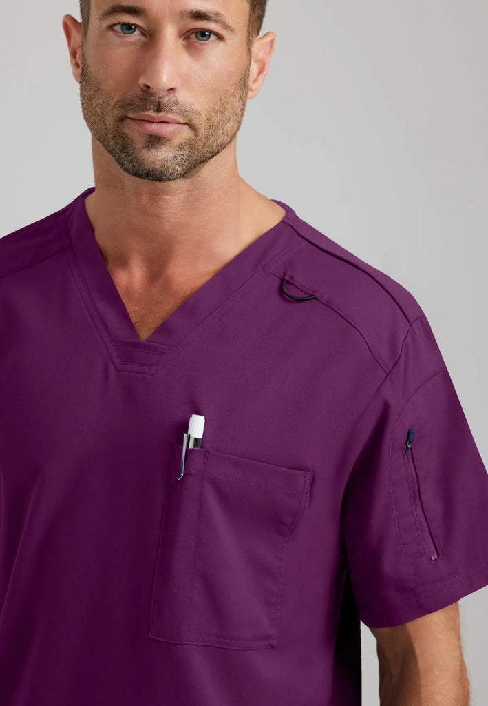 Barco Scrubs Men's Murphy Top Wine | scrub-supply.com