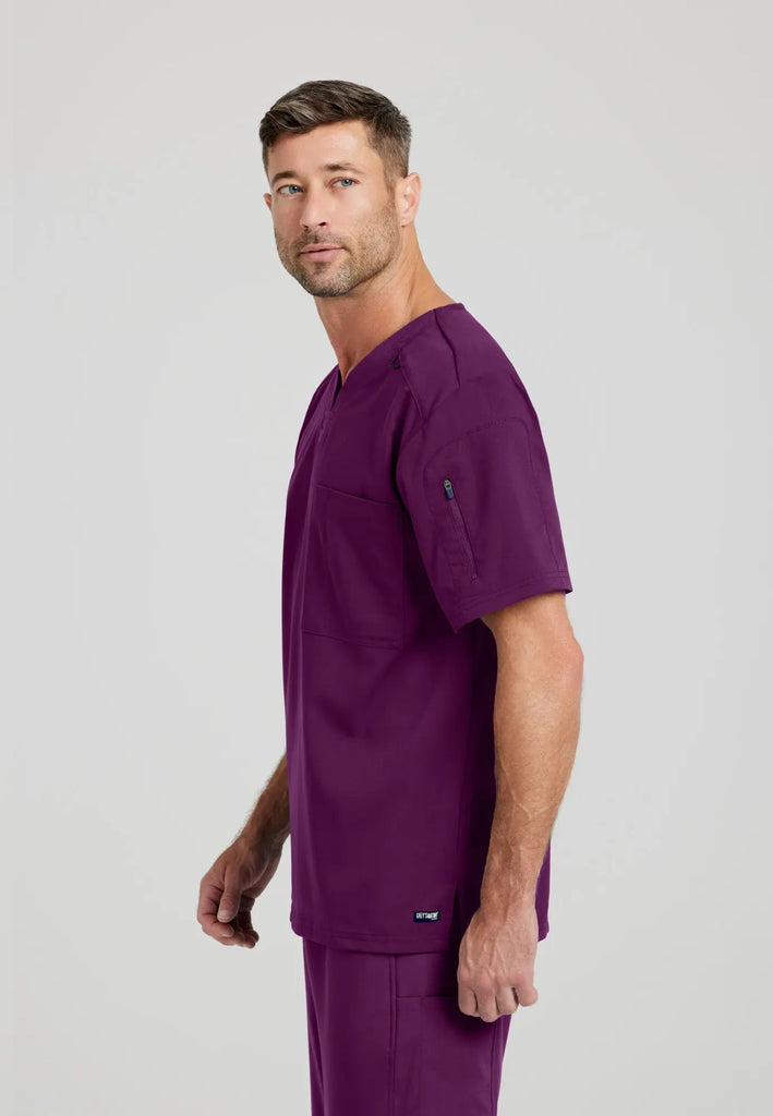 Barco Scrubs Men's Murphy Top Wine | scrub-supply.com