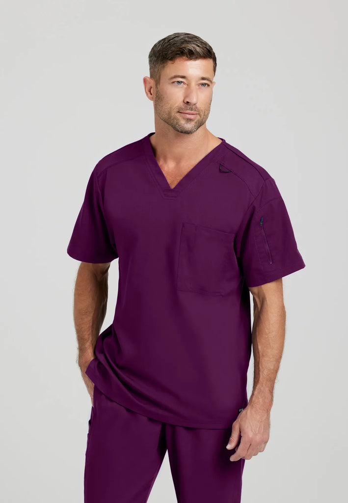 Barco Scrubs Men's Murphy Top Wine | scrub-supply.com