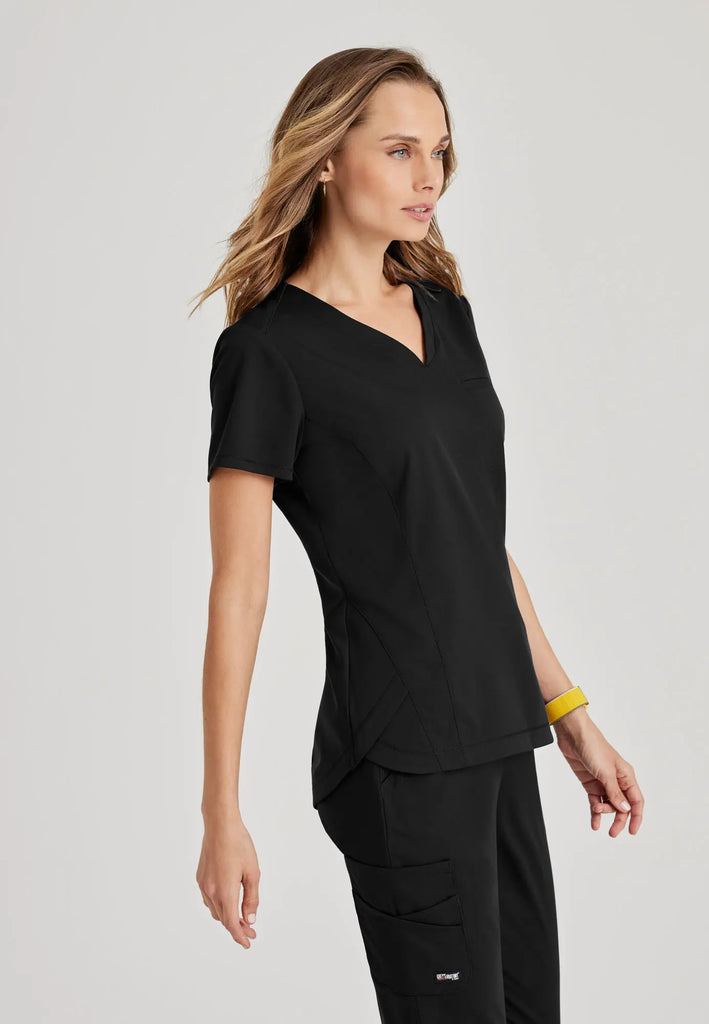 Barco Scrubs Women's Capri Tuck-in Top Black | scrub-supply.com