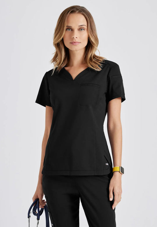 Barco Scrubs Women's Capri Tuck-in Top Black | scrub-supply.com