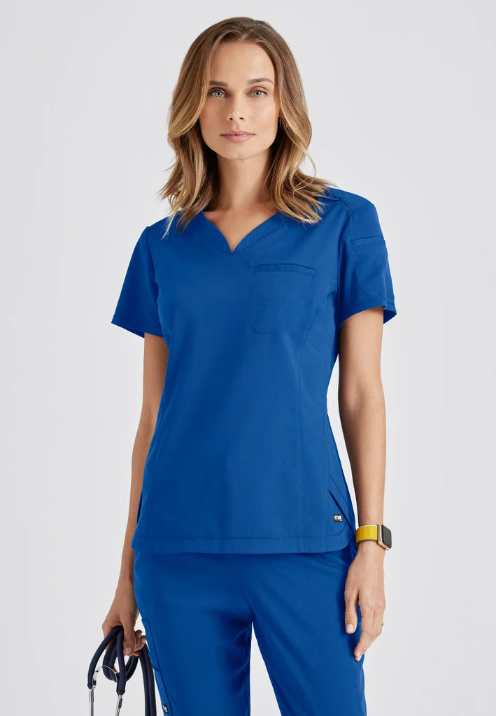 Barco Scrubs Women's Capri Tuck-in Top New Royal | scrub-supply.com