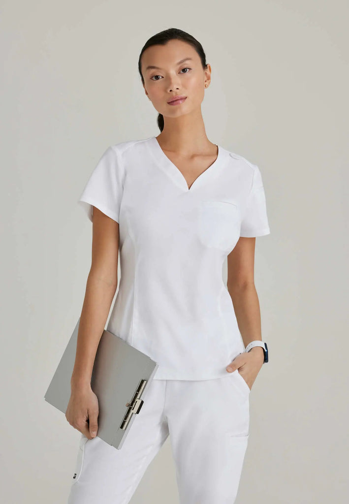 Barco Scrubs Women's Capri Tuck-in Top White | scrub-supply.com