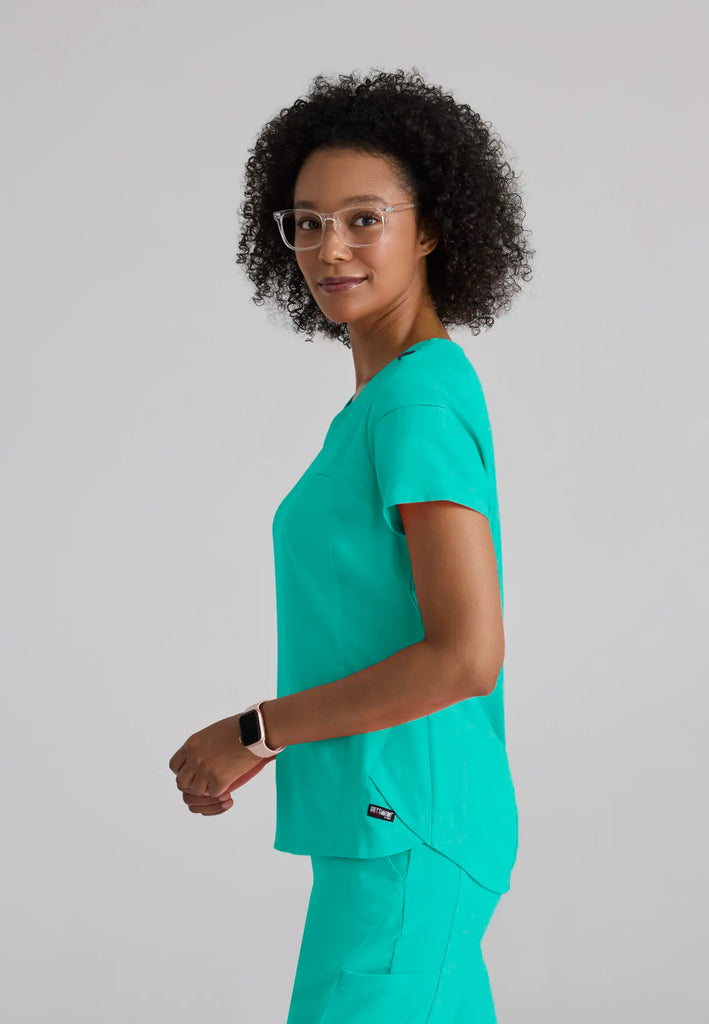 Barco Scrubs Women's Capri Tuck-in Top Alpine Aqua | scrub-supply.com