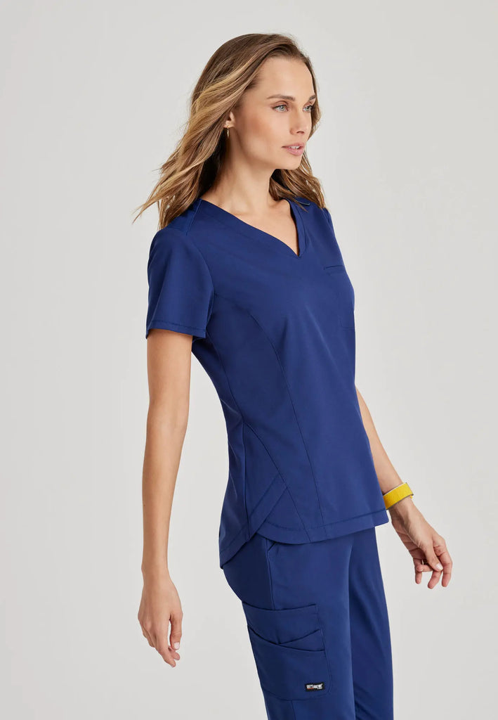 Barco Scrubs Women's Capri Tuck-in Top Indigo | scrub-supply.com