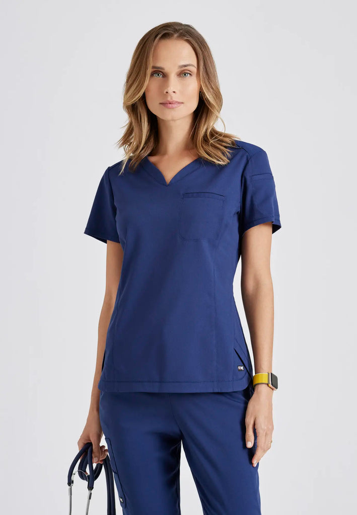 Barco Scrubs Women's Capri Tuck-in Top Indigo | scrub-supply.com