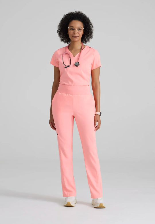 Grey's Anatomy by Barco Scrubs Women's Capri Tuck-in Top Bright Papaya | scrub-supply.com