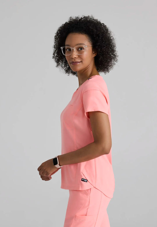 Grey's Anatomy by Barco Scrubs Women's Capri Tuck-in Top Bright Papaya | scrub-supply.com