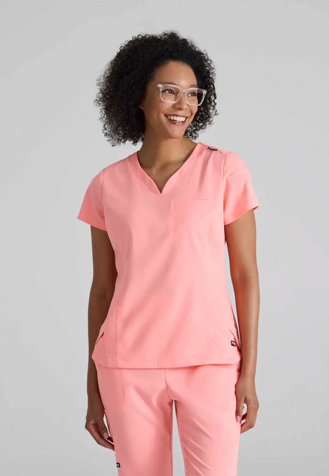 Grey's Anatomy by Barco Scrubs Women's Capri Tuck-in Top Bright Papaya | scrub-supply.com