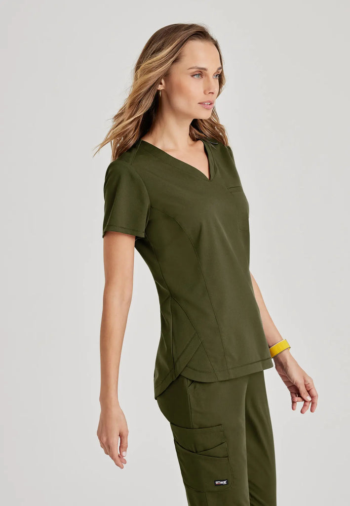 Barco Scrubs Women's Capri Tuck-in Top Olive | scrub-supply.com