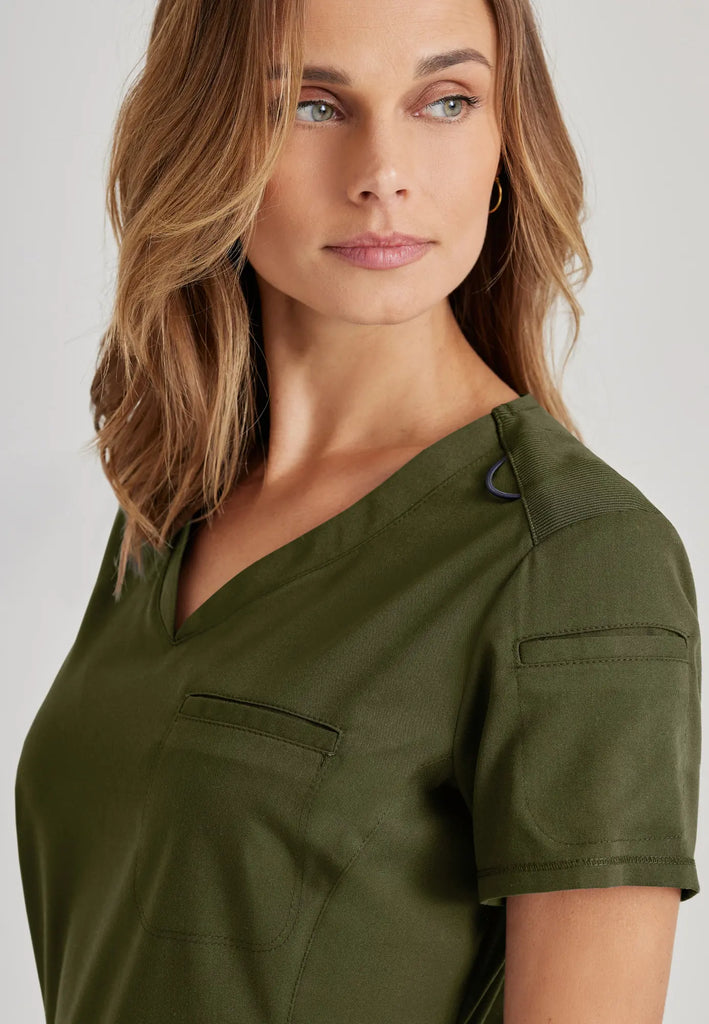 Barco Scrubs Women's Capri Tuck-in Top Olive | scrub-supply.com