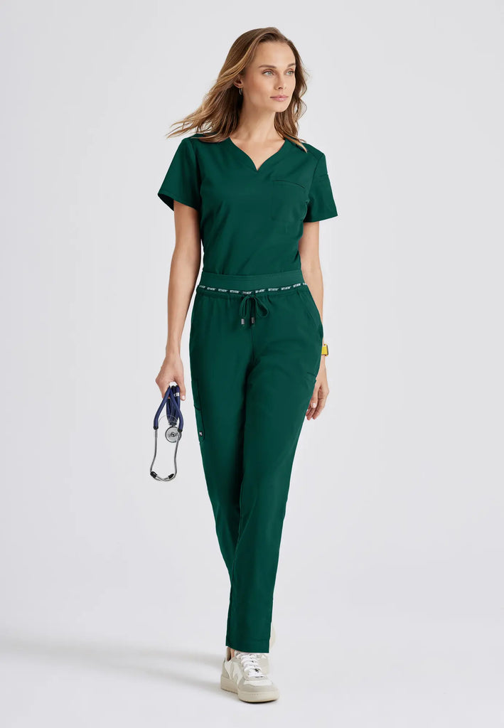 Barco Scrubs Women's Capri Tuck-in Top Hunter Green | scrub-supply.com