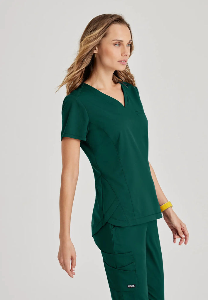 Barco Scrubs Women's Capri Tuck-in Top Hunter Green | scrub-supply.com