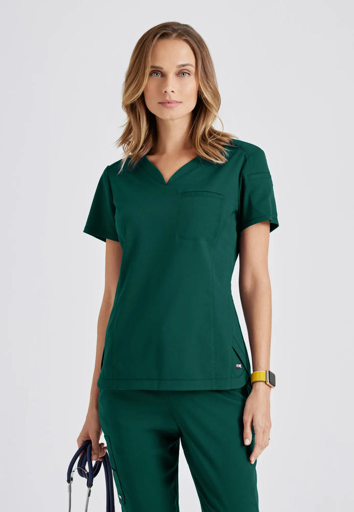 Barco Scrubs Women's Capri Tuck-in Top Hunter Green | scrub-supply.com